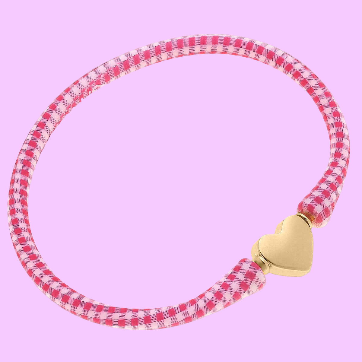 Bali 24K Gold Plated Heart Bead Silicone Bracelet