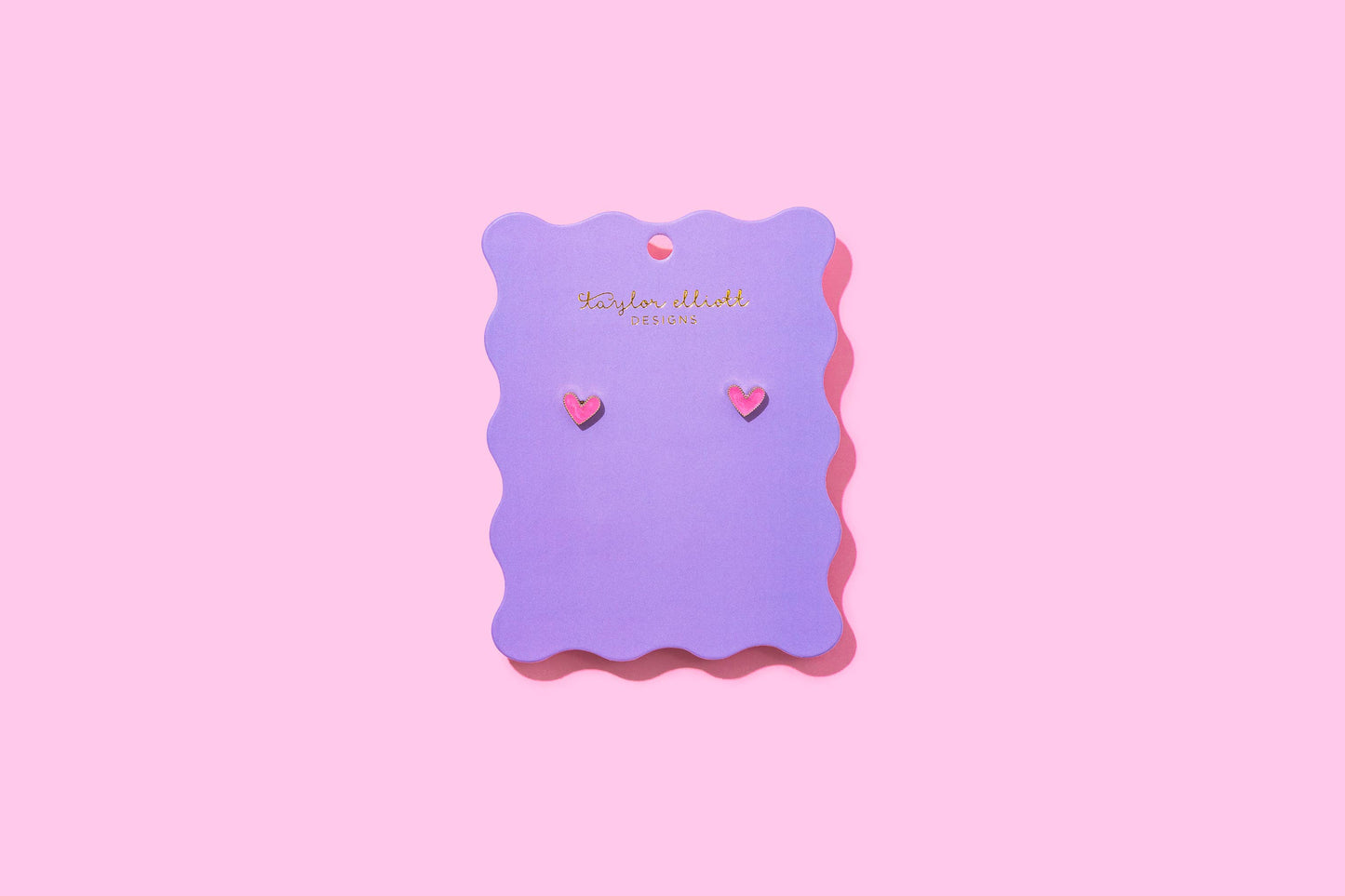 Stud Earrings - Gold-Plated + Enamel Hearts