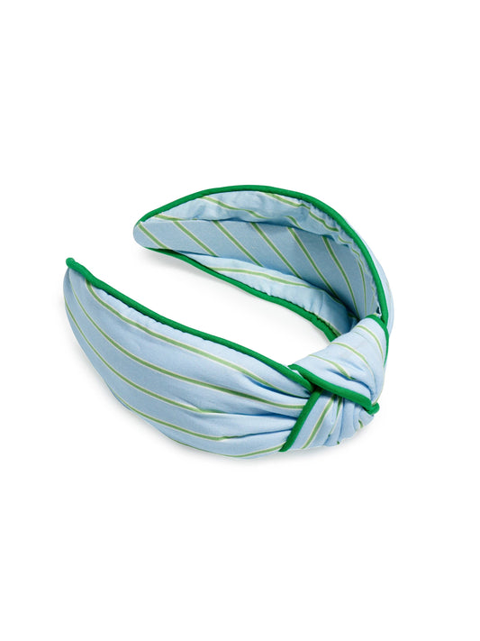 STRIPES KNOTTED HEADBAND: PERIWINKLE
