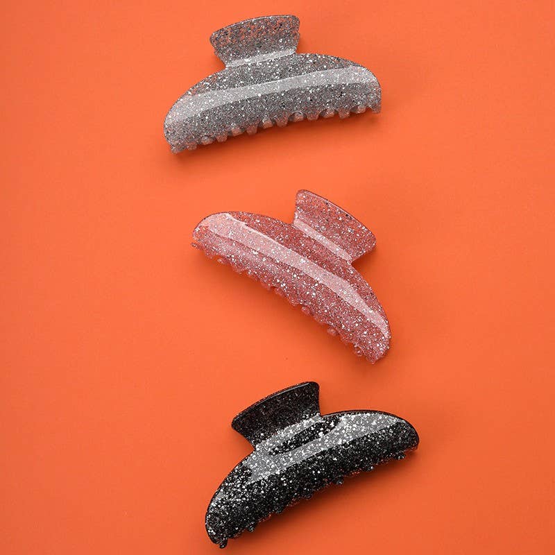 Sparkling Glitter Curved Hair Claw Clips