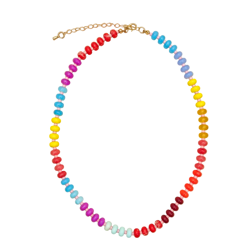 Natural Stone Semi-Precious Glass Mixed Necklace