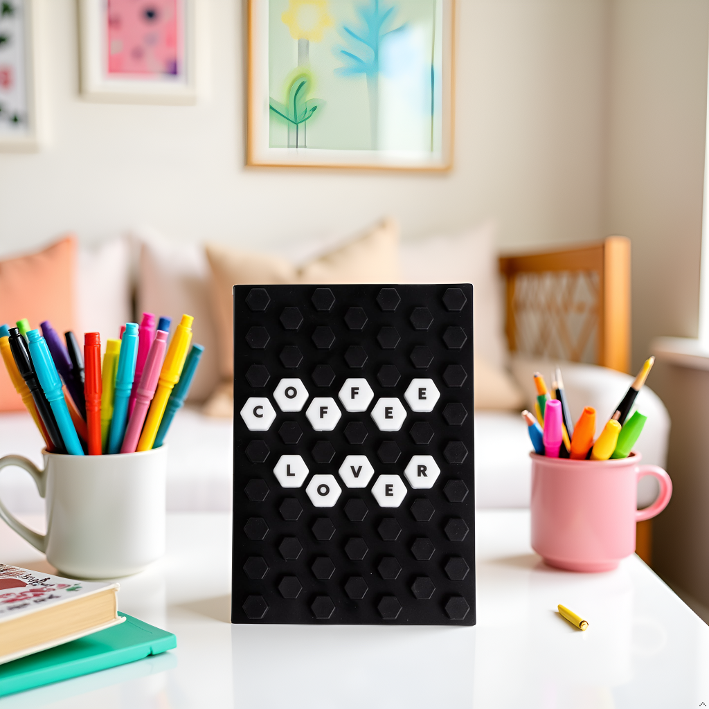 Letterboard Journal Notebook, Black Honeycomb