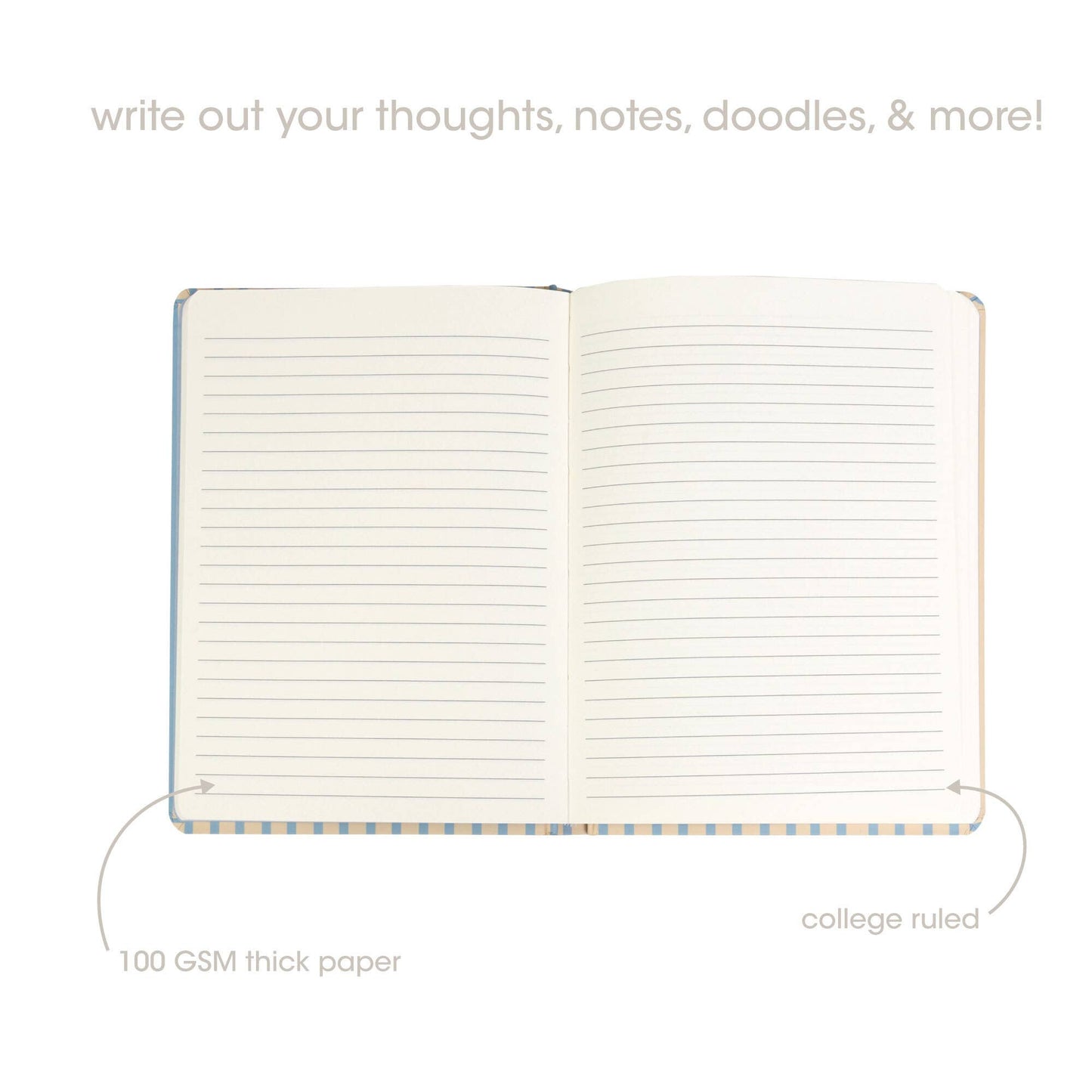 Cream & Blue Stripe Hardcover Journal Notebook 6x8