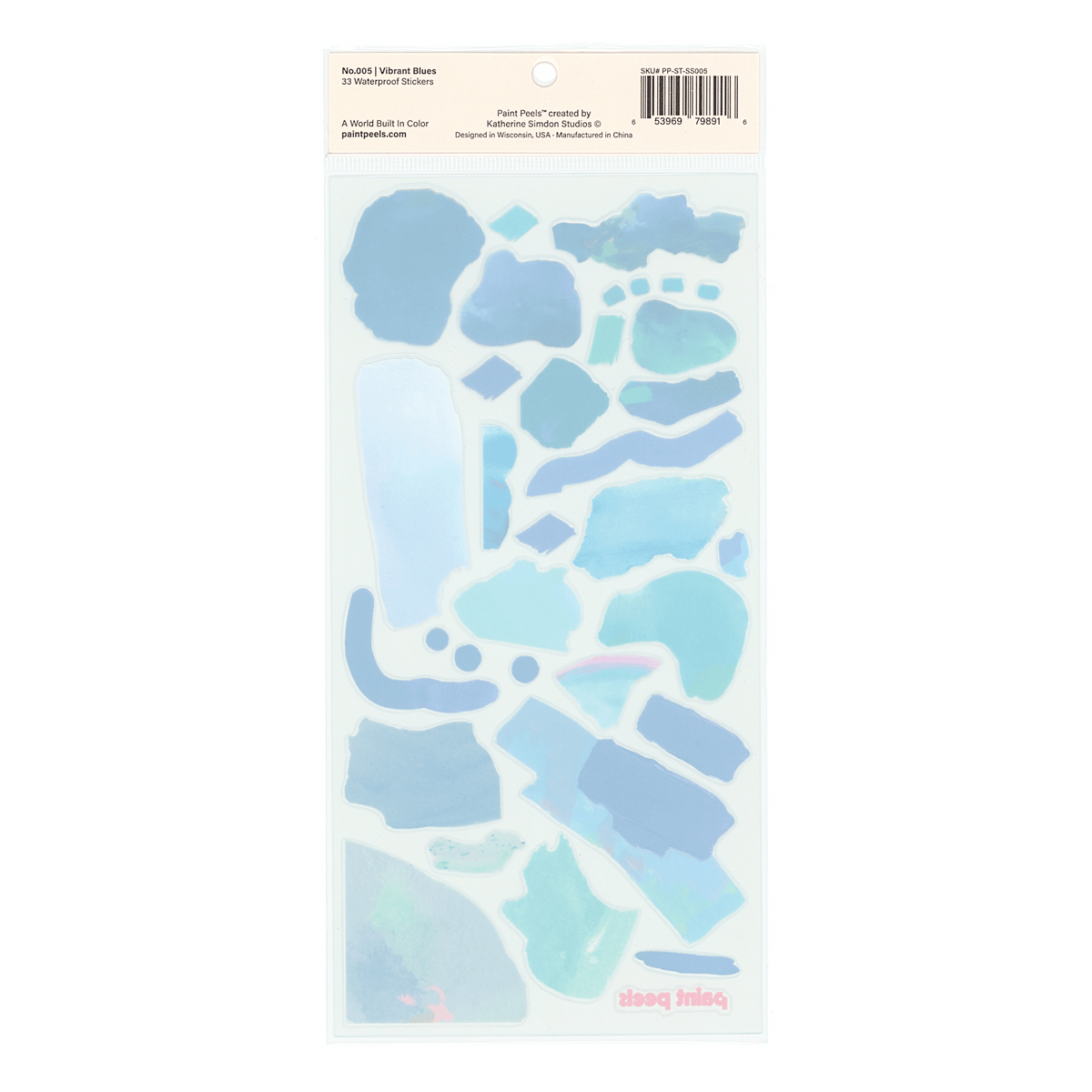 Vibrant Blues Paint Peels - No.005 Single Sticker Sheet