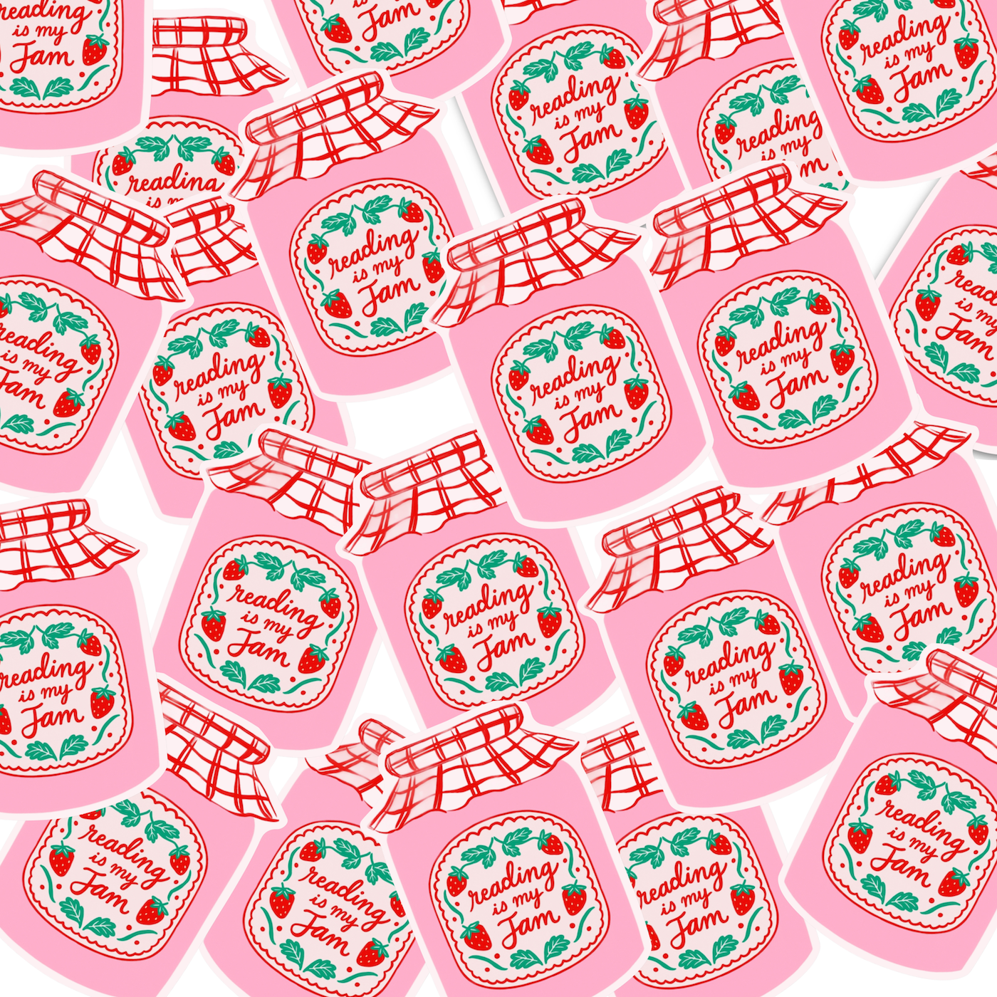 Reading Is My Jam Sticker – Cute Strawberry Jam Jar