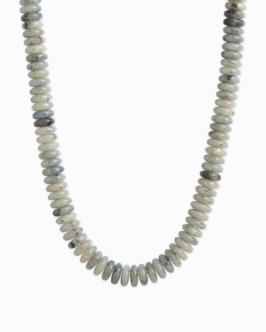 Neutral Color Wide Marble Beaded Necklace: Gray
