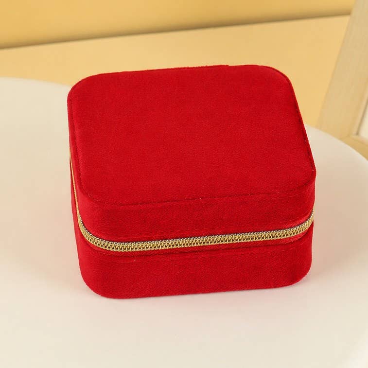 VELVET JEWELRY ORGANIZER TRAVEL BOX CASE