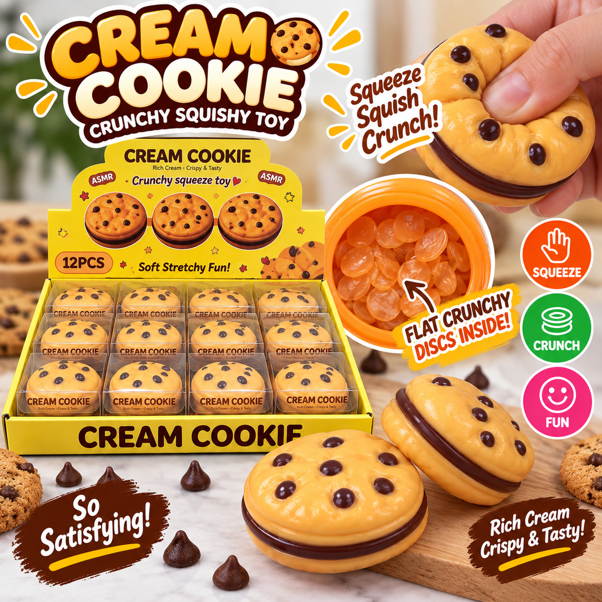 Cream Cookie Crunchy Squishy Toy l
