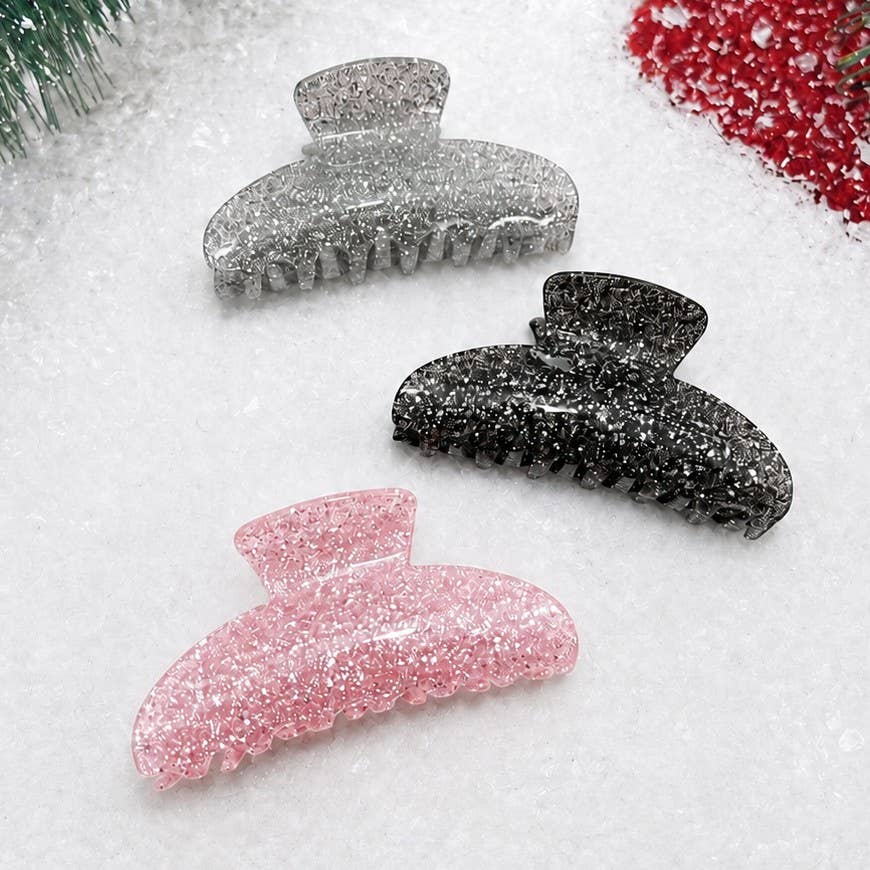 Sparkling Glitter Curved Hair Claw Clips