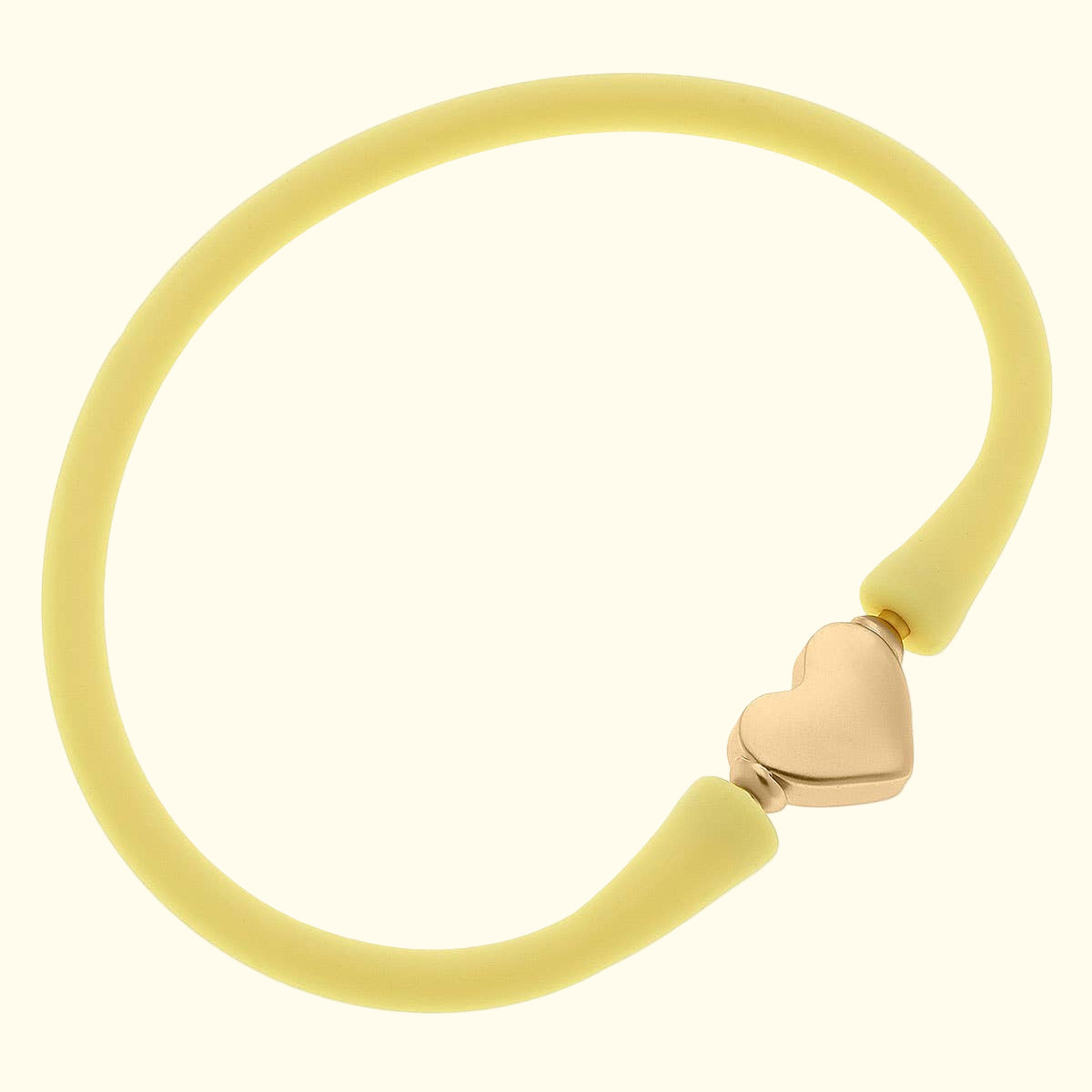 Bali 24K Gold Plated Heart Bead Silicone Bracelet