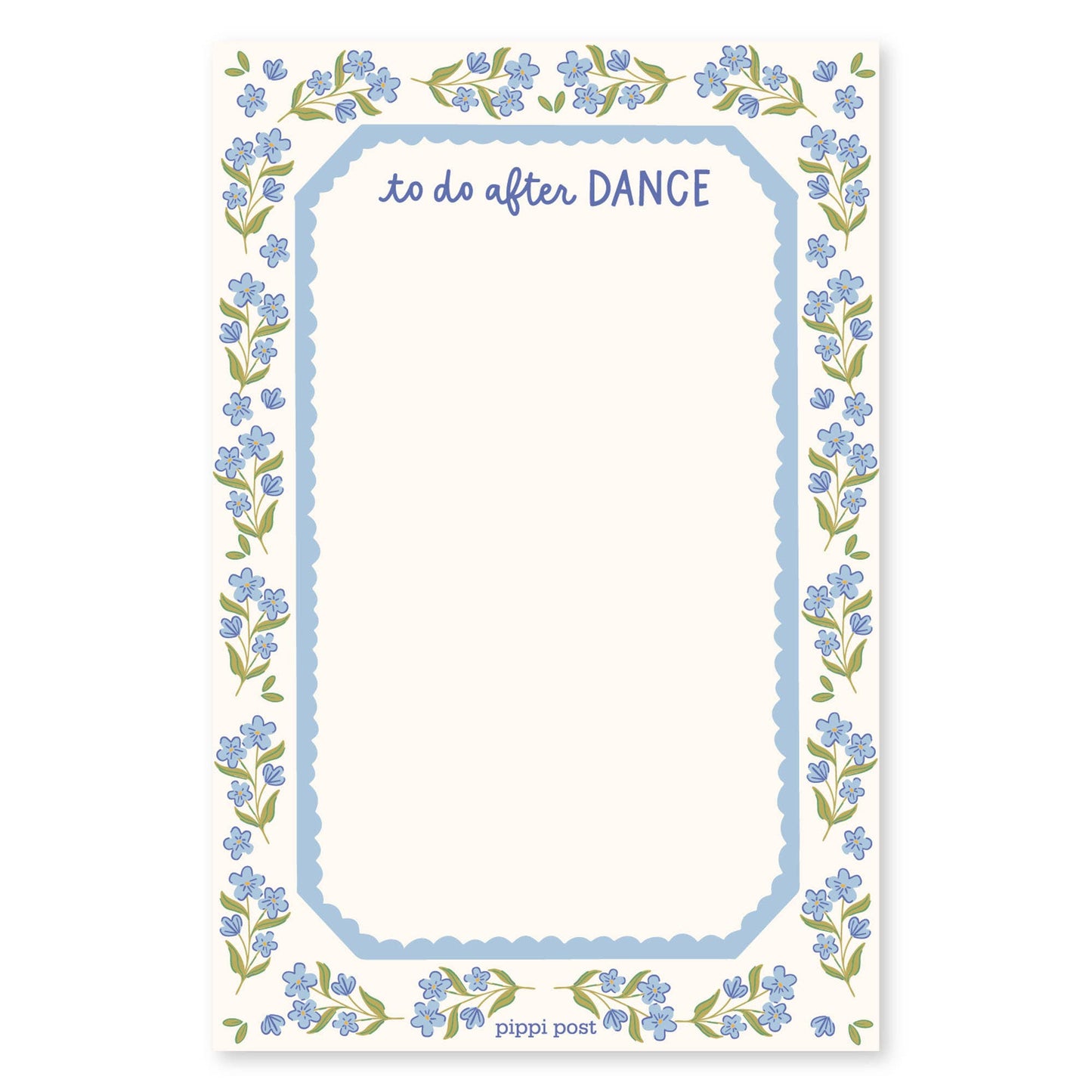 To Do After Dance Blue Floral 4x6 Notepad