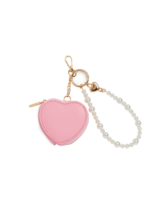HEART POUCH BAG CHARM/KEY RING: PINK