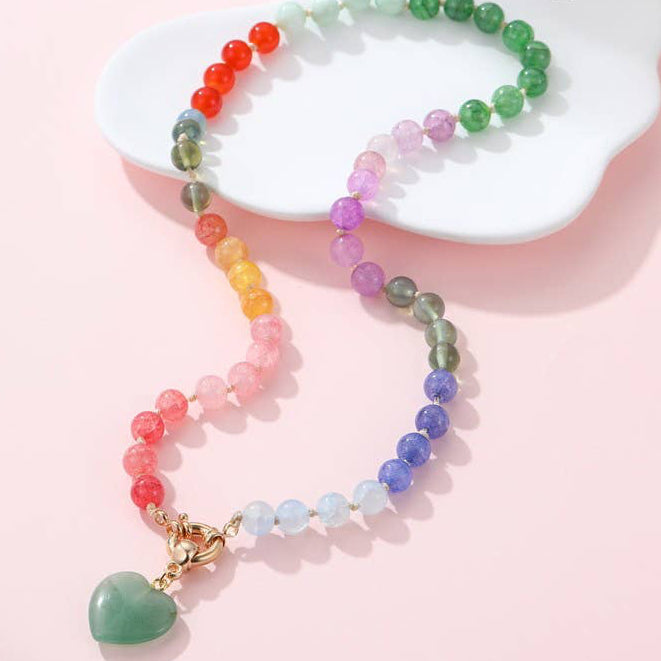 Natural Stone Semi-Precious Glass Mixed Necklace | Jade