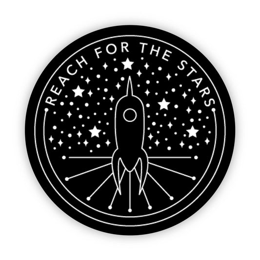 Dark "Reach For The Stars" Space Ship Sticker