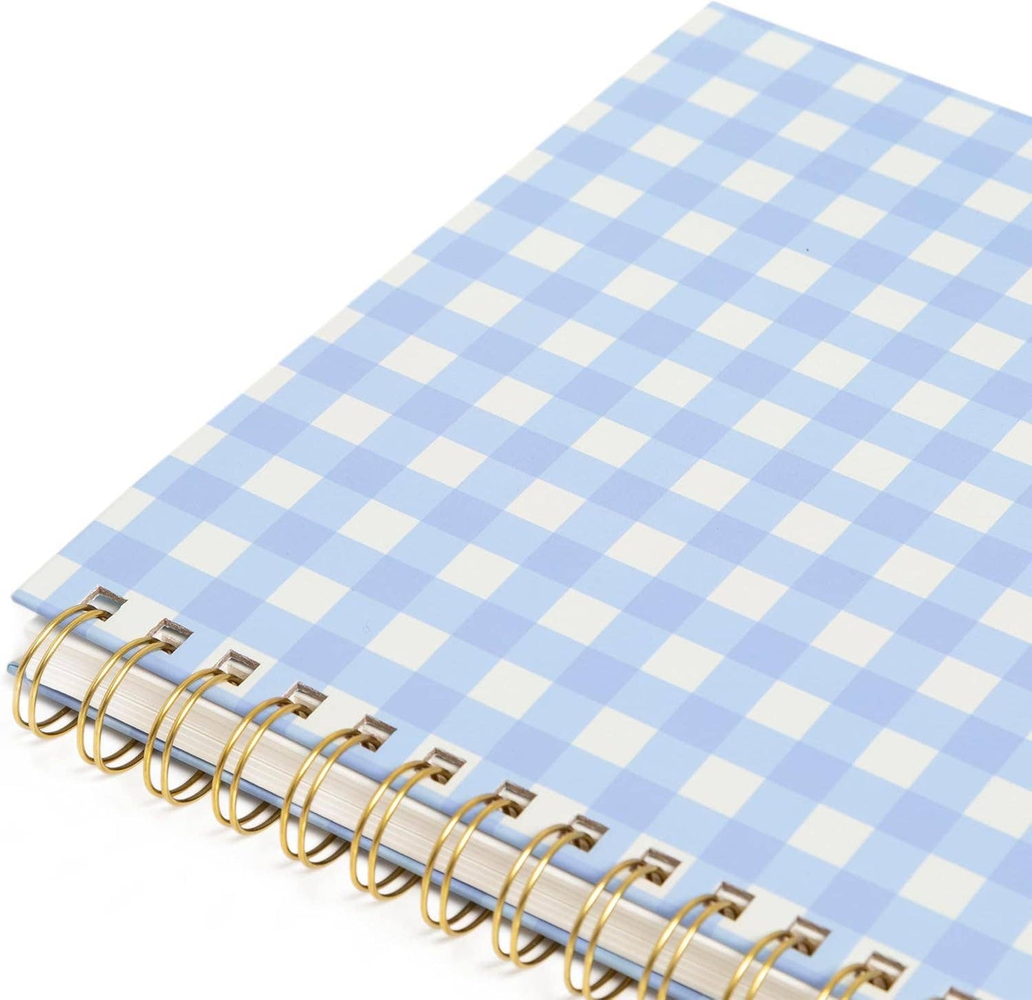 Blue Gingham Spiral Notebook, 8x10 Stationary Journal