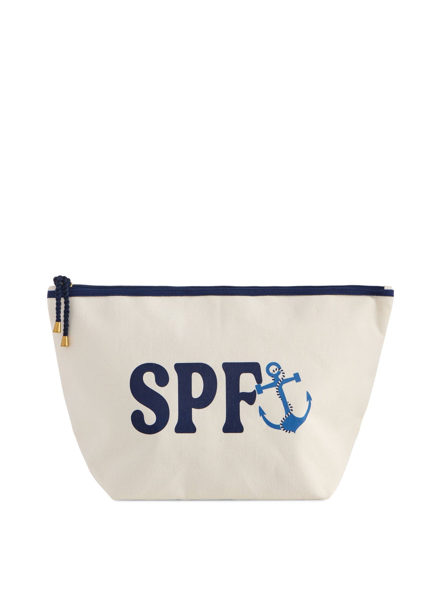 "SPF" LARGE ZIP POUCH,IVORY