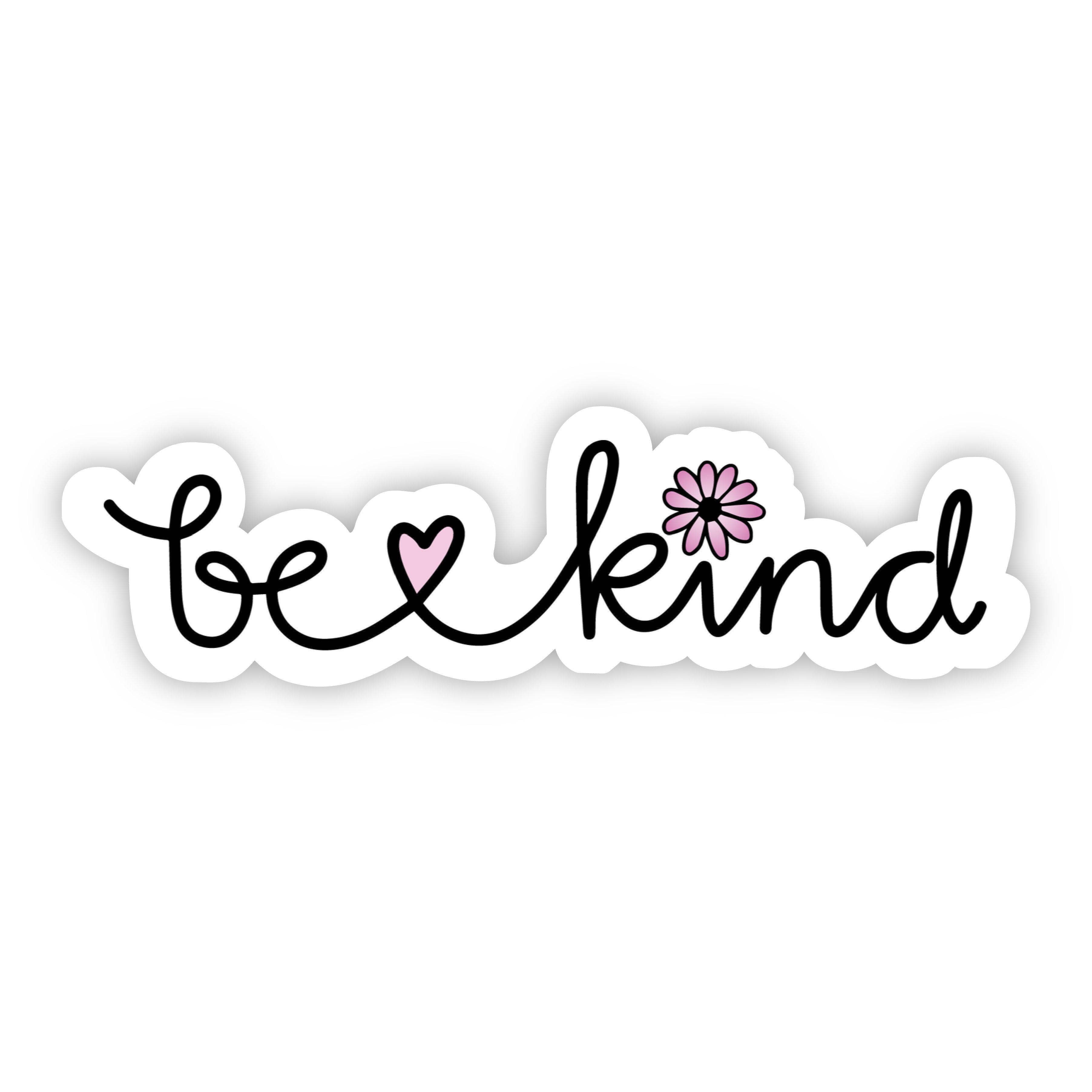 Be Kind Cursive Floral Sticker – Collecting Joy