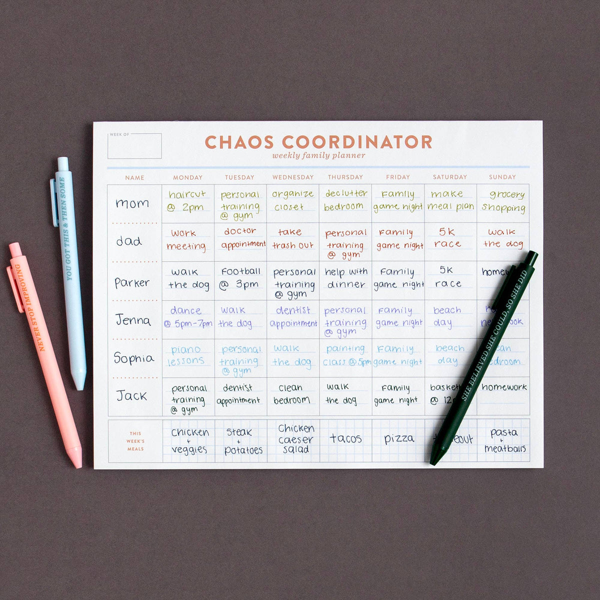 Chaos Coordinator Family Planner 8.5x11 Notepad