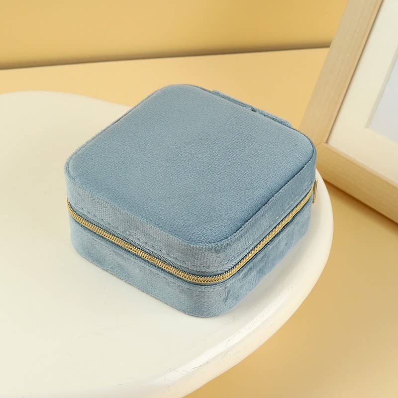 VELVET JEWELRY ORGANIZER TRAVEL BOX CASE