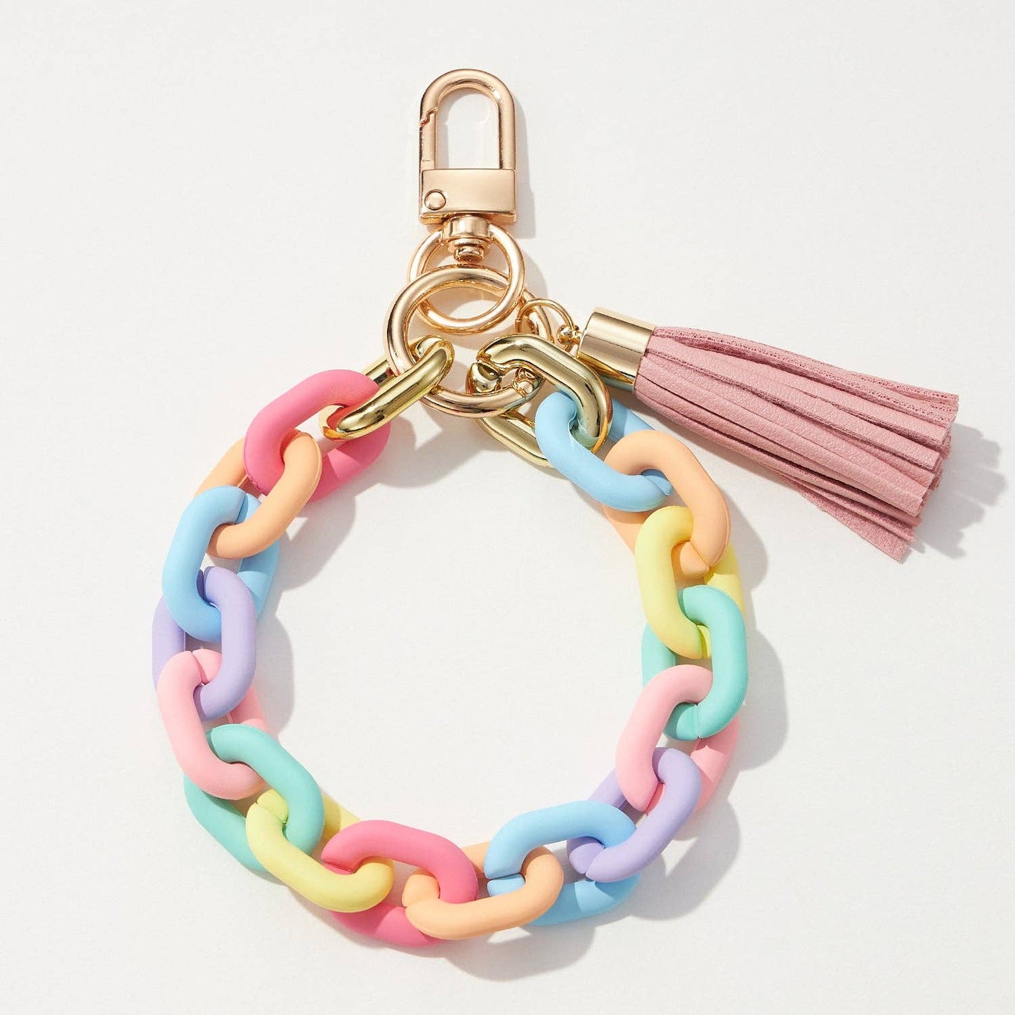 Silicone Coated Matte Key Ring Bracelets with Leather Tasse