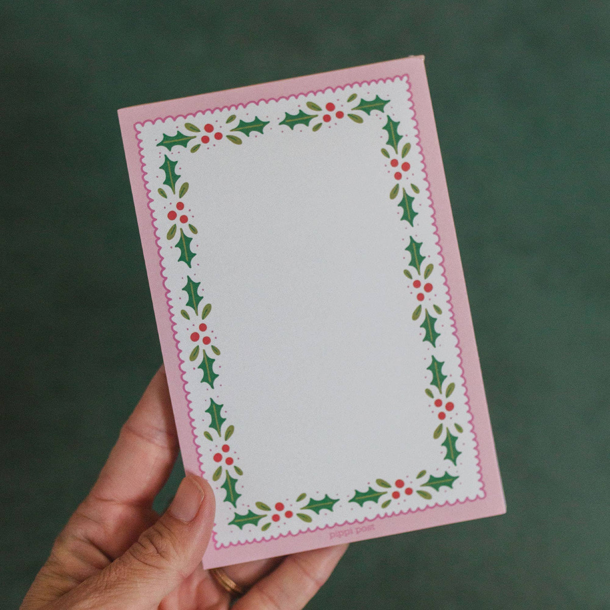 Holly Border Christmas 4x6 Notepad