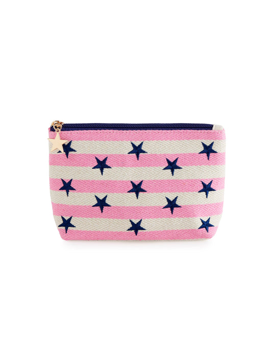 MORGAN STARS SMALL ZIP POUCH, PINK