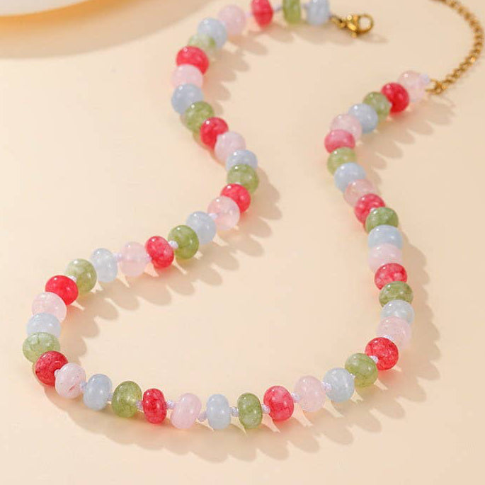 Natural Stone Semi-Precious Glass Mixed Necklace