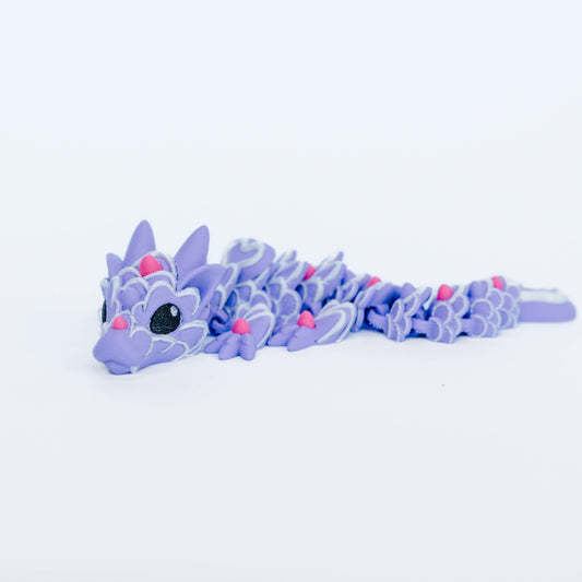 Mini 3D Printed Dragon – Lavender with 💕s